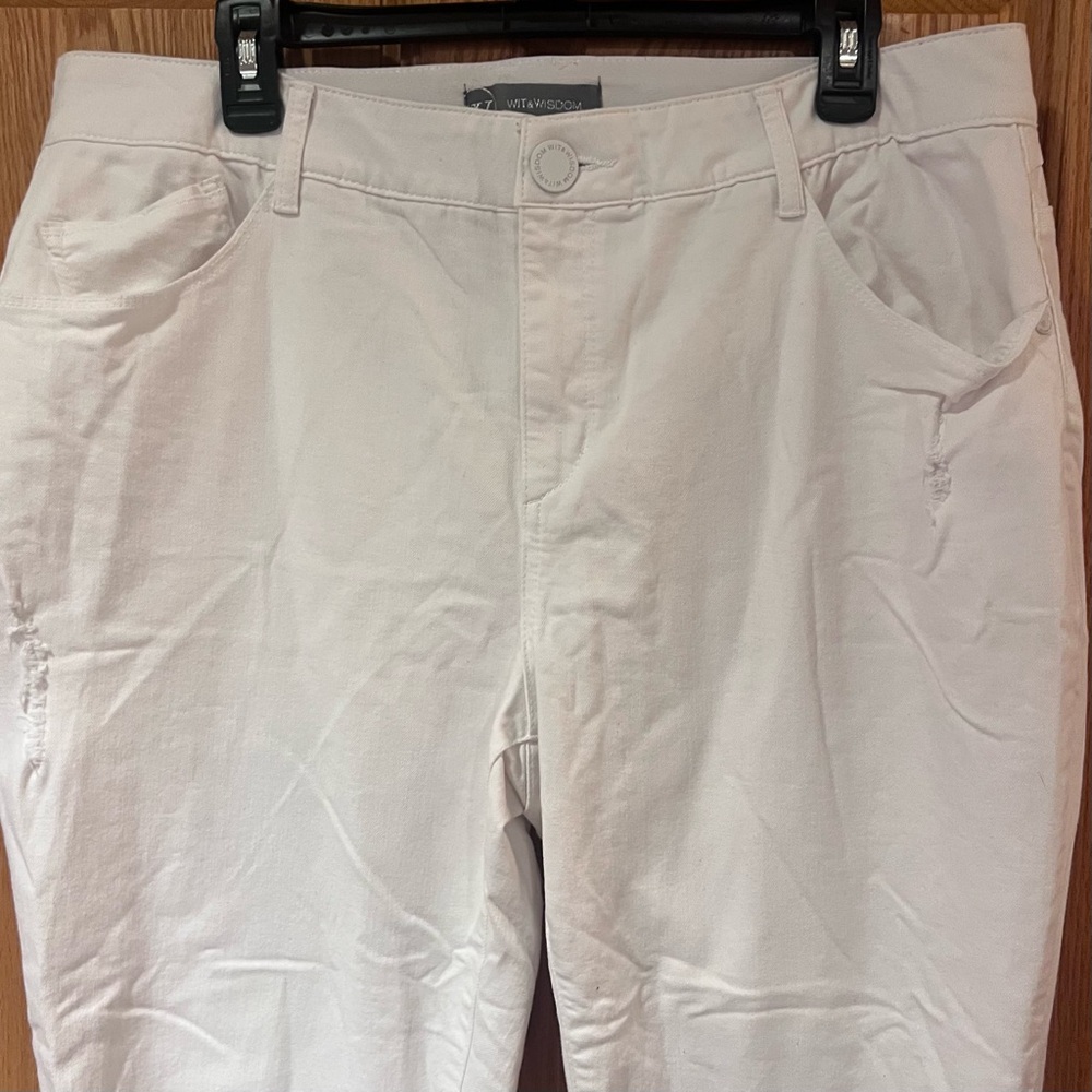 Wit & Wisdom 'Ab'Solution CoolMax High Waist Raw Hem Skinny Jeans White Size 18W - Picture 3 of 10